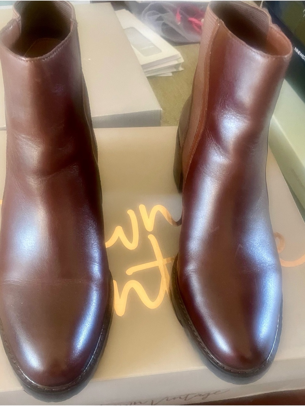 Women Brown Leather Chelsea Boots